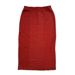 Band of the Free Womens Skirt Medium Orange Knit Ribbed Midi Pencil Side Slit